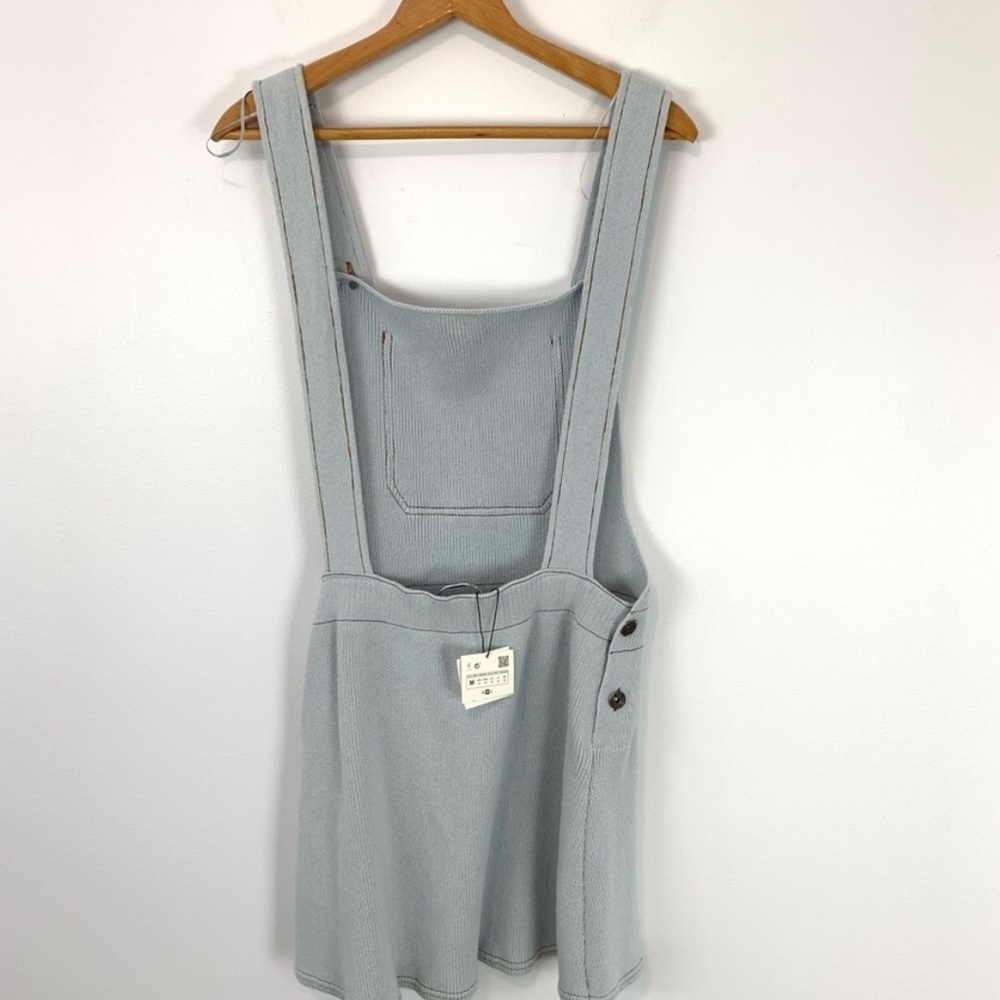 ZARA Light Blue Knit Jumper Overall Dress - Picture 3 of 6
